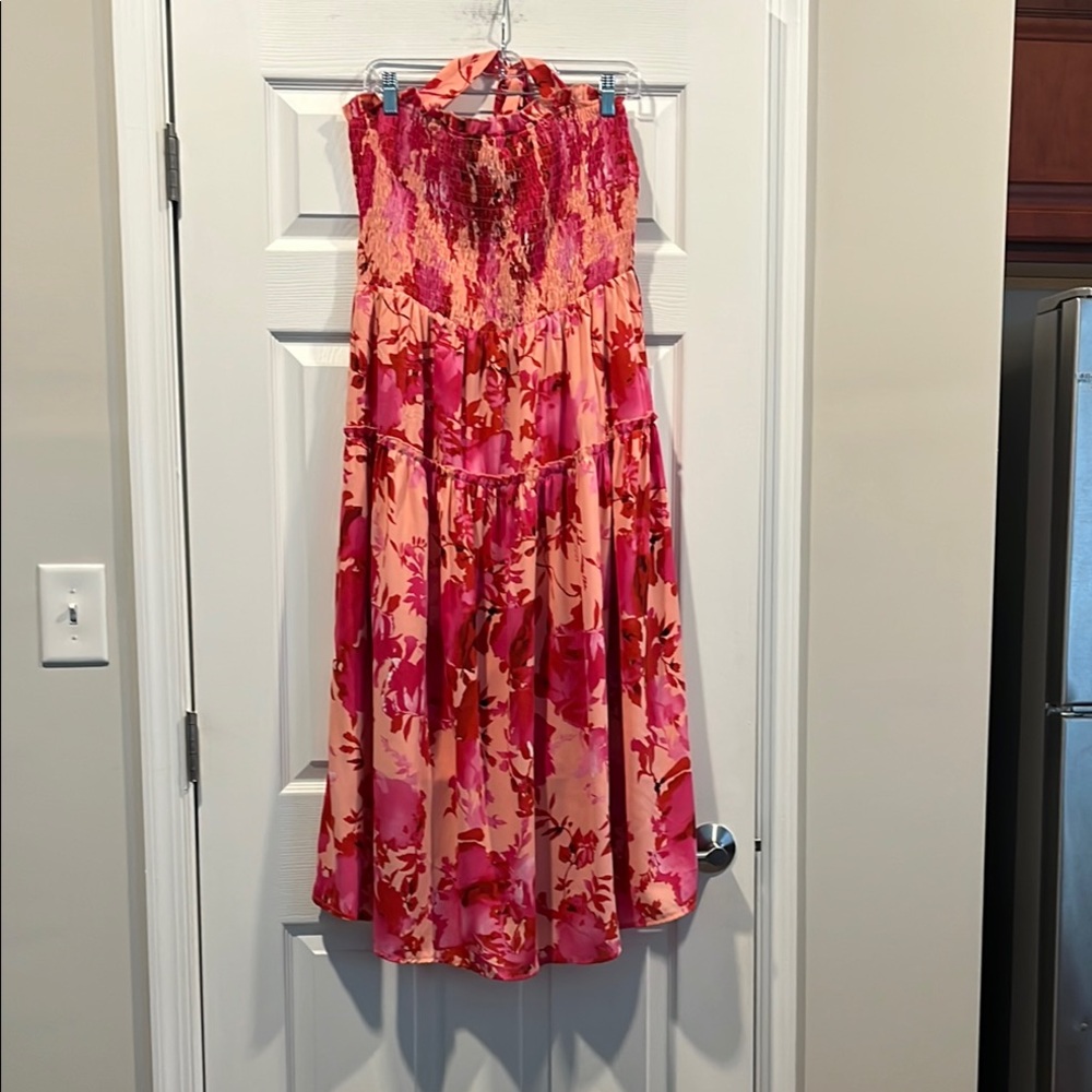 Pretty Garden Floral‎ Pink and Red Women's Dress Size XL